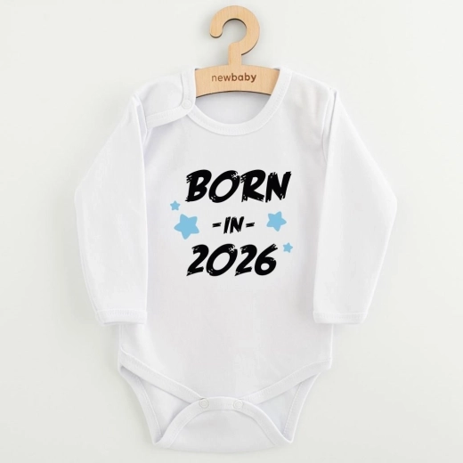 Dječji bodi s printom NEW BABY Born in 2026, plavi