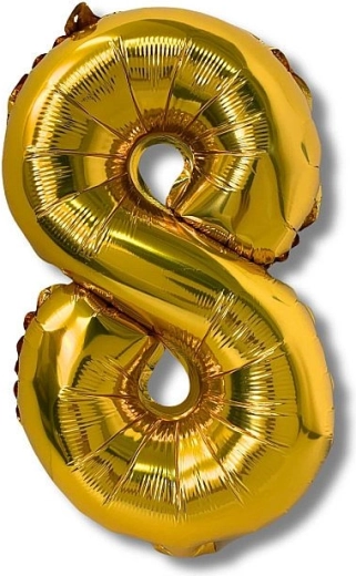 Zlatni folijski balon broj 8, 40 cm