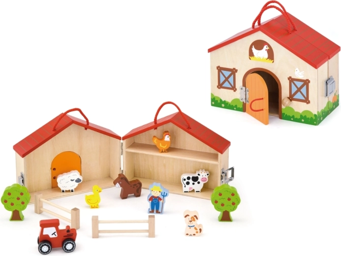 Fold-out two-level barn for more play space