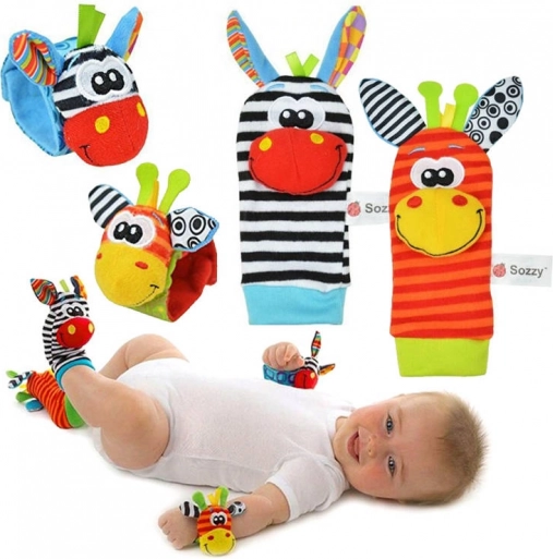 Set zvečkica za bebe – čarapice i narukvice za zapešće, 4 komada