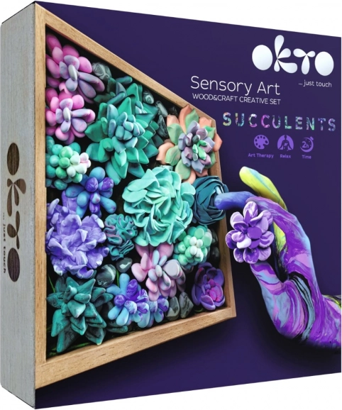 OKTO Tenderness likovni set za modeliranje – sukulenti u drvenom okviru 21 × 21 cm