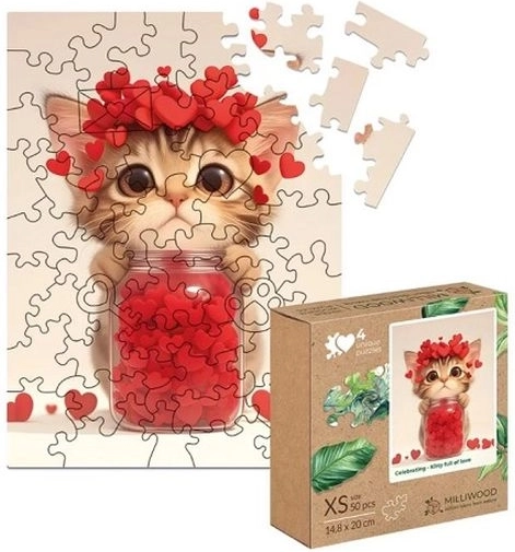 Drvene puzzle XS – mačić pun ljubavi (50 dijelova)