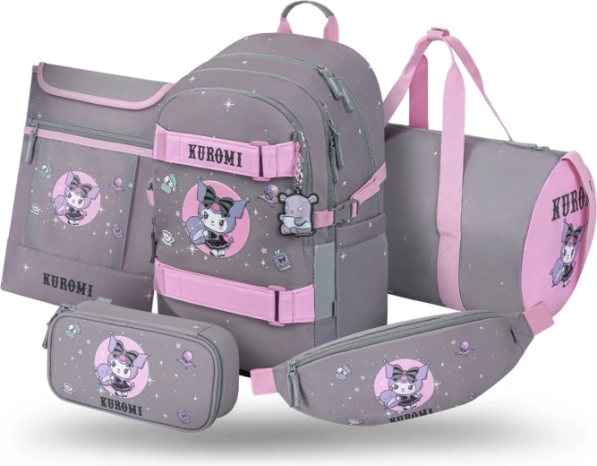 Školski set od 5 dijelova Baagl Skate Kuromi Grey