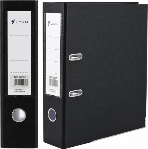 A4 office binder with lever mechanism, 75 mm spine, black