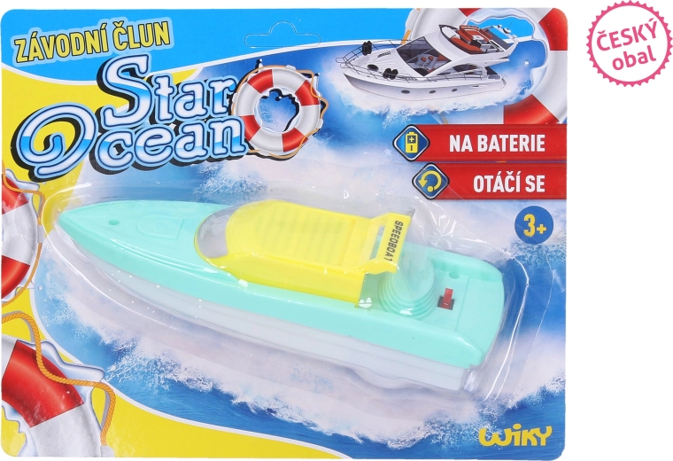 Plastic battery-powered racing boat for water, 18 cm
