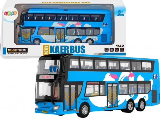 Plavi dvokatni turistički autobus 1:42