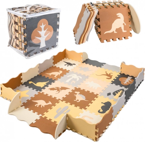 Pjenasta dječja podloga puzzle dinosauri 143 × 143 cm, 36 dijelova