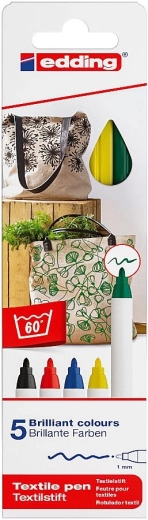 Marker za tekstil Edding 4600 – set 5 osnovnih boja