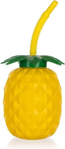 Boca sa slamkom Ananas 880 ml plastična