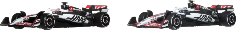 Two licensed Haas F1 cars from the 2025 season