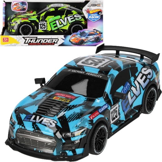 Racing car with pull-back wind-up drive