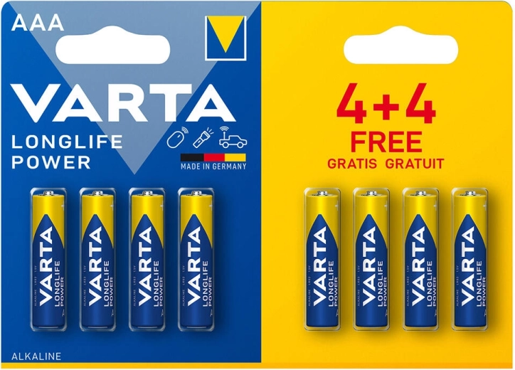 Alkalne baterije AAA LR03 1,5 V Longlife Power VARTA (8 kom)