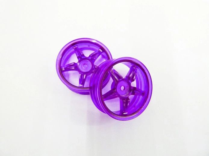 Five-spoke wheel rim for Tamiya models in fluorescent purple, 22 mm