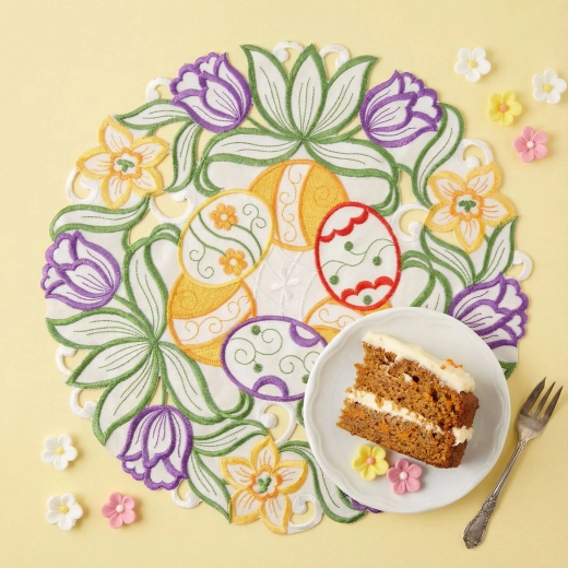 Easter embroidered table mat Ø 35 cm