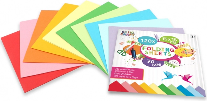 Sada papira u boji za origami 15 × 15 cm, 120 listova, 10 boja – Creative Craft Group