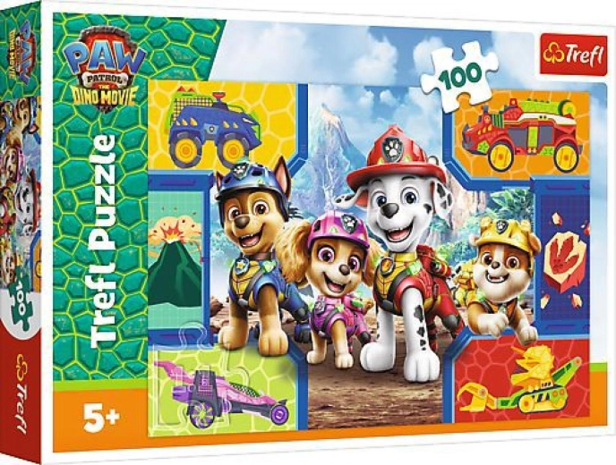 Puzzle Psići u ophodnji (Paw Patrol) Dino Film: Štenci i dinosauri 100 dijelova