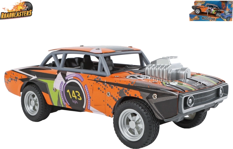 Roadblasters narančasti metalni autić muscle car s potisnim zamašnjakom (pull-back) - 1 komad