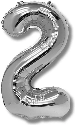 Foli balon broj 2, 40 cm, srebrni
