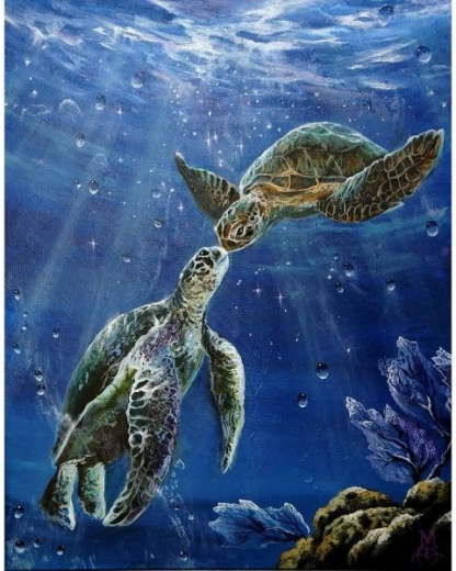 Diamond embroidery (diamond painting) sea turtles 30 × 40 cm