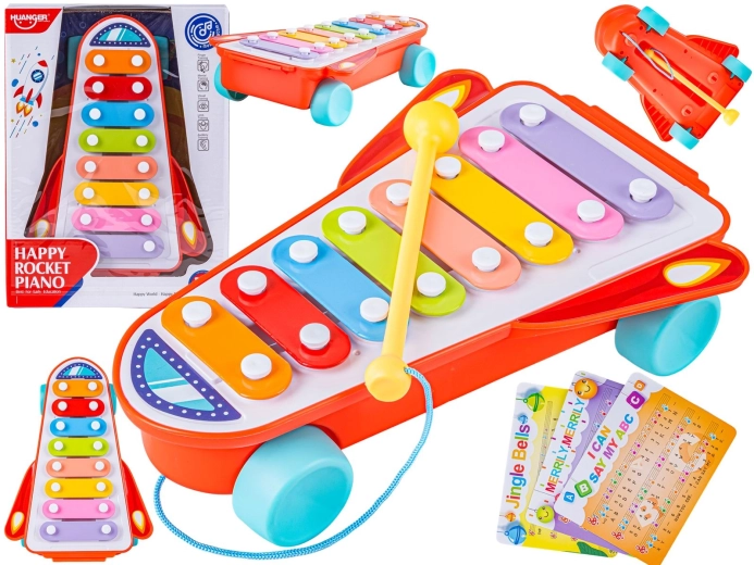 Children’s xylophone on wheels in the shape of a rocket - 1 piece