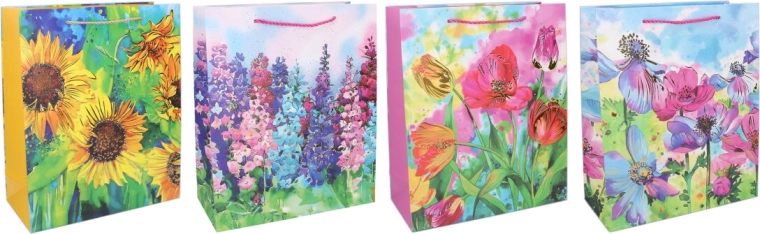 Poklon-vrećica od papira S 18 × 23 × 8 cm – cvjetni dizajn, cjelogodišnja