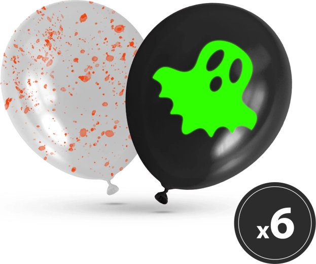 Set of phosphorescent Halloween balloons, 6 pcs