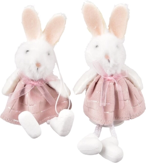 Dekorativni zec od poliestera ružičasto/bijeli 15 cm (2 varijante)