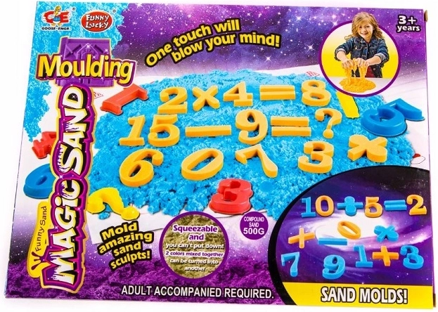 Kreativni set kinetičkog pijeska s kalupima za brojeve i matematičke znakove - 1 komad