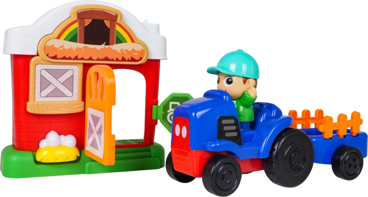 Tractor with trailer and opening barn