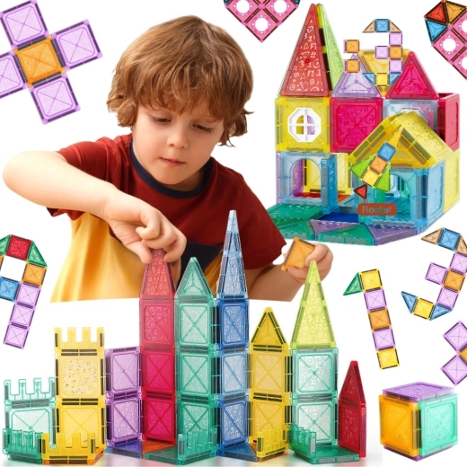 Woopie magnetic construction set 3D castle and vehicles, 110 pieces