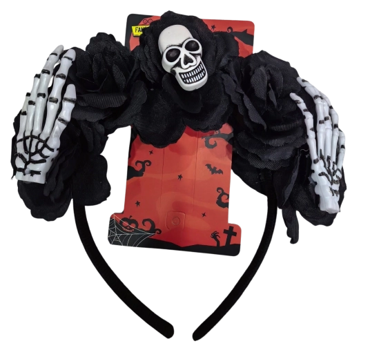 Halloween traka za kosu s lubanjom i ružama