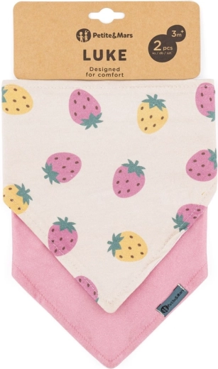 Petite&Mars bandana slinček Luke, 2 kom, beige strawberries & dusty rose