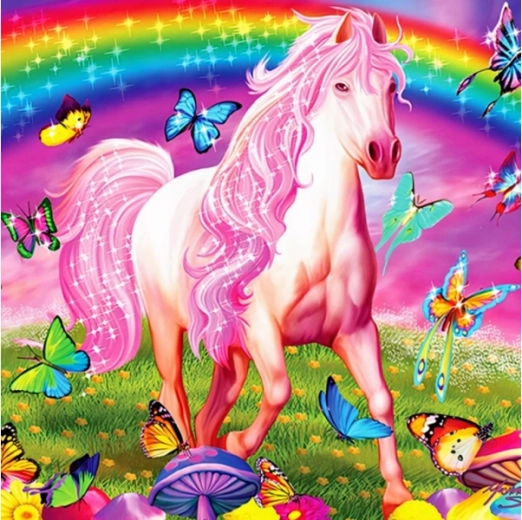 Diamond embroidery (diamond painting) – fairy-tale scenery, horse 30 × 30 cm - 1 piece