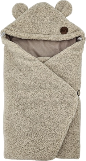 EKO wrap footmuff for car seat, bouclé with cotton, dark beige, 110 × 100 cm – Dark Pink
