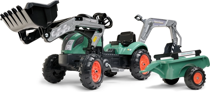 Dječji traktor na pedale s utovarivačem i prikolicom FALK za djecu 2–5 godina
