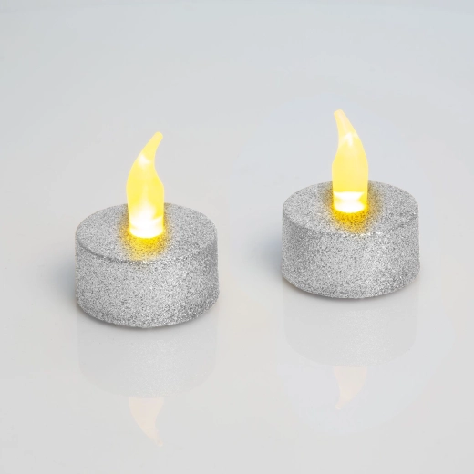 Silver LED Tea Light Candle with Battery - 1 Piece