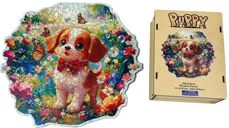 Wooden puzzle – playful puppy