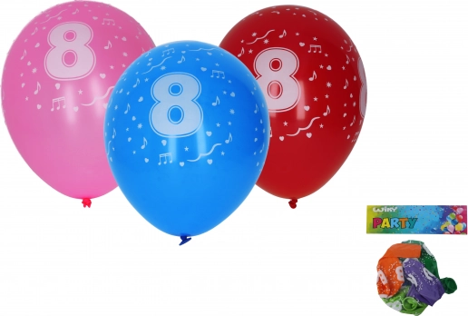Baloni 30 cm s brojem 8 – set 5 kom