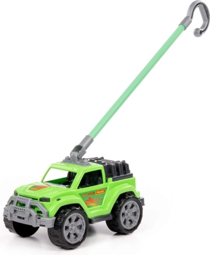 Dječji auto na guranje sa zelenom ručkom – off-road