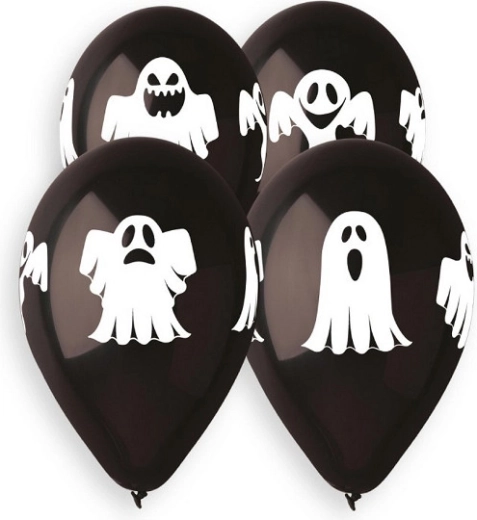 Gemar balloons 13" pastel premium – ghosts (black), 5 pcs
