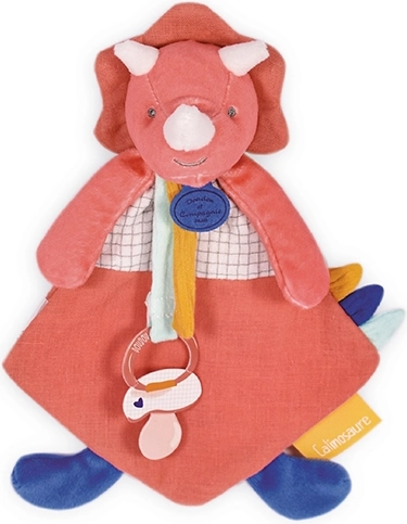Doudou poklon set - igračka s držačem za dudu dinosaurus ružičasti