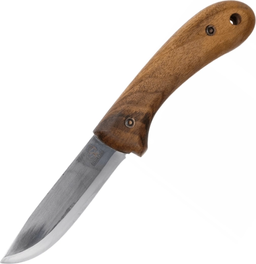 Bushcraft nož od ugljičnog čelika s drškom od orahova drva i kožnom futrolom