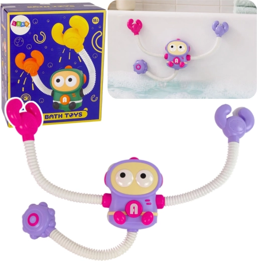 Astronaut bath toy with shower and suction cups