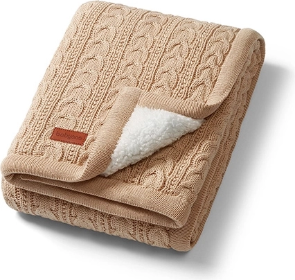 BabyOno pamučna dekica sa sherpa flis podstavom 75 × 100 cm svijetlosmeđa