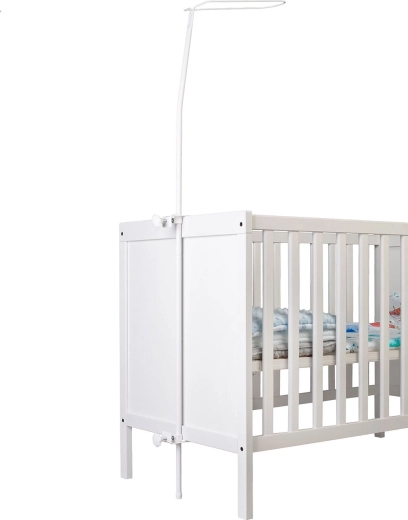 Screw-on canopy holder for baby crib with adjustable clamps