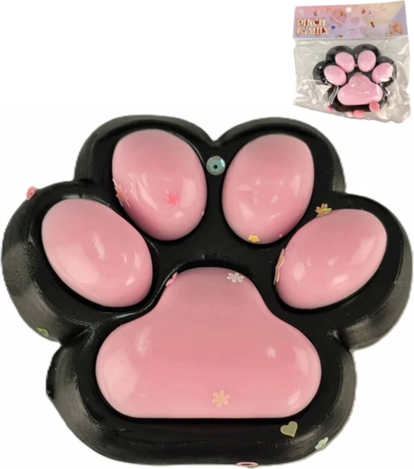 Large anti-stress squishy lucky cat paw, pink - 1 piece