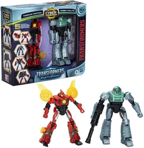 Transformers EarthSpark Cyber Combiner set Terran Twitch i Robby Malto