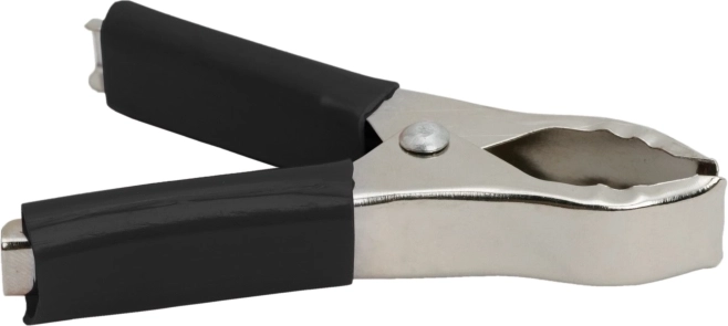 Extra-large alligator clip with black PVC insulation, 75 mm