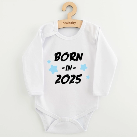 Dječji bodi s printom New Baby Born in 2025, plavi, vel. 62 (3–6 mjeseci)