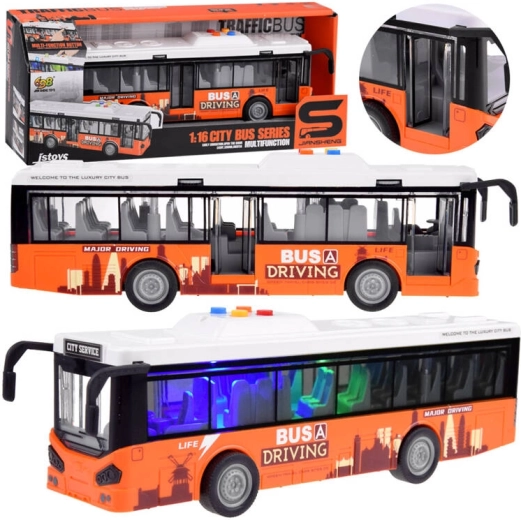 Igračka autobus s otvarajućim vratima i svjetlosnim efektima 1:16